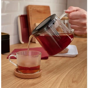Süzgeçli Cam Demlik Hacim 0,6 Litre Şeffaf Bitki Çayı Demliği Yükseklik 10 cm Çaydanlık
