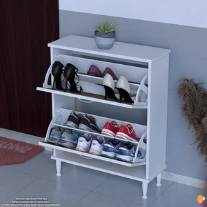 Modilayn UMAY Kapı Önü 72x90x25,5 cm’ lik 2 Düşer Kapak 4 Göz Bölmeli Ayakkabılık