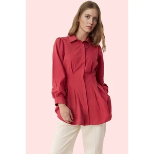 Kadın Dokuma Gömlek Incili Detay Belden Oturan Uzun Kol Günlük Hafta Sonu Kaliteli Malzeme