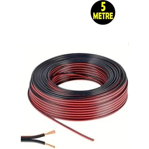 5 Metre Siyah 2*0,75 Hoparlör Ses Sitemi Kablosu - Hoporlör Elektrik Tesisat Kordon Kablosu