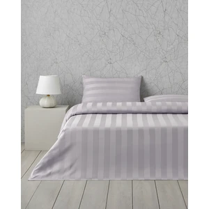 Deluxe Çizgili Pamuk Saten Çift Kişilik Nevresim Takımı 200X220 cm Açık Leylak