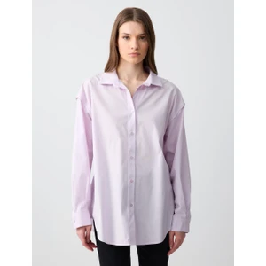 Jimmy Key Lila %100 Pamuk Rahat Kesim Uzun Kollu Poplin Dokuma Gömlek
