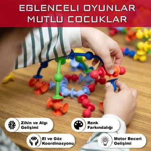 Renkli Vakumlu 10 Parça Slikonlu Vantuzlu Yapışkanlı Molekül’ Duyusal Algısal Motor Dikkat Gelişim