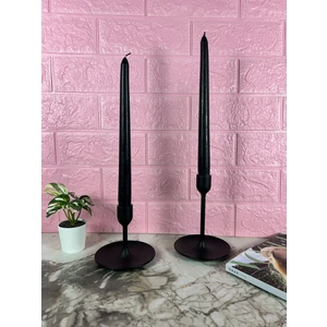 Dekoratif 2 Adet Şamdan Mumu - Siyah