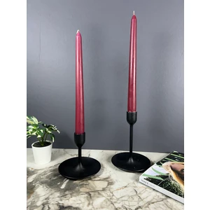 Dekoratif 2 Adet Şamdan Mumu - Bordo