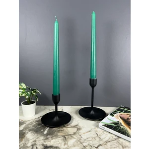 Dekoratif 2 Adet Şamdan Mumu - Yeşil