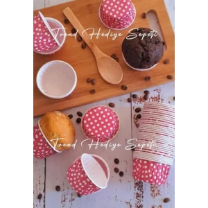 Trend Hediye Sepeti Koyu Pembe Puantiyeli Cupcake Muffin Kalıbı, Muffin Kek Kapsülü 50'li