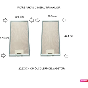 Ehla Filtre White Daisy - 20, 5  x 47, 4 cm Ankastre Aspiratör Davlumbaz Alüminyum Yağ Filtresi 2 Adet Set