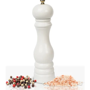 Glıos Beyaz Ahşap Tuz ve Karabiber El Değirmeni Öğütücü Grinder 22 cm