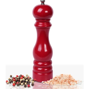 Glıos Kırmızı Ahşap Tuz ve Karabiber El Değirmeni Öğütücü Grinder 22 cm