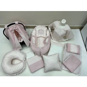 Buse Baby Home Pembe Çok Amaçlı Babynest , Puset Örtüsü ve Minderi , Alt Açma ve Battaniye, Nevresim Takımı 15'li Set