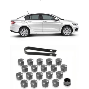 Fiat Egea Sedan 2015-2024 Uyumlu Gri Bijon Kapağı Takımı 17MM - 20 Adet