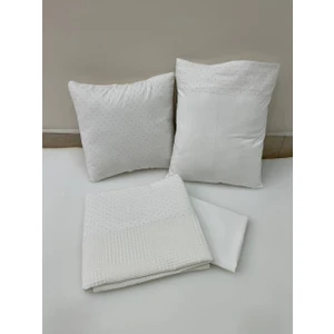 Buse Baby Home Krem , Çocuk Çok Amaçlı Poplin ,pikeli ve Ponponlu Nevresim Takımı 6'lı Set