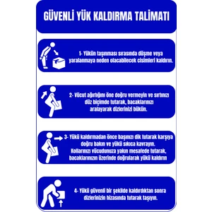 35 x 50 Güvenli Yük Kaldırma Talimatı Folyo Baskı Sticker Uyarı Levhası
