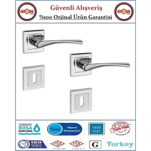 Gross AVM Bravo Rozetli İç Oda Kapı Kolu - Mat Nikel  - 1 Takım Ön ve Arka