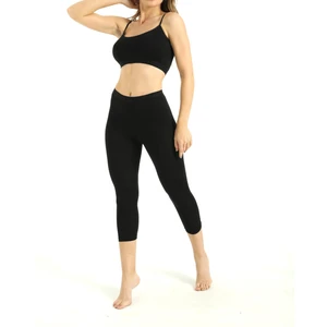 Kadın Bambu Kapri Tayt Nefes Alan Yumuşak Dokulu Slim Fit İç Giyim Siyah