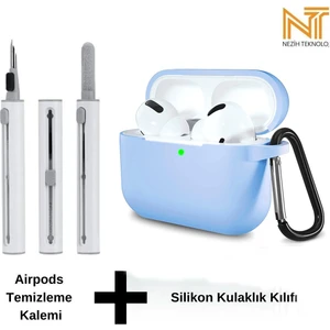 Airpods Pro 2. Nesil Uyumlu Yüksek Kalite Liquid Silikon Tıpalı Kılıf ve Elektronik Temizleme Kalemi