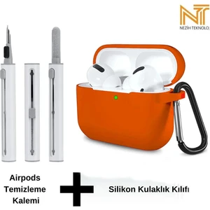 Airpods Pro 2. Nesil Uyumlu Yüksek Kalite Liquid Silikon Tıpalı Kılıf ve Elektronik Temizleme Kalemi