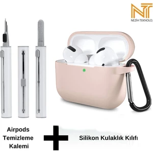 Airpods Pro 2. Nesil Uyumlu Yüksek Kalite Liquid Silikon Tıpalı Kılıf ve Elektronik Temizleme Kalemi