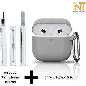 Apple Airpods 4. Nesil Uyumlu Yüksek Kalite Liquid Silikon Tıpalı Kılıf ve Elektronik Temizleme Kalemi