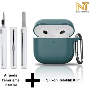 Apple Airpods 4. Nesil Uyumlu Yüksek Kalite Liquid Silikon Tıpalı Kılıf ve Elektronik Temizleme Kalemi