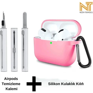 Airpods Pro 2. Nesil Uyumlu Yüksek Kalite Liquid Silikon Tıpalı Kılıf ve Elektronik Temizleme Kalemi