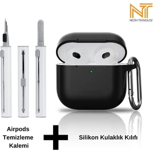 Apple Airpods 4. Nesil Uyumlu Yüksek Kalite Liquid Silikon Tıpalı Kılıf ve Elektronik Temizleme Kalemi