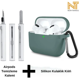 Airpods Pro 2. Nesil Uyumlu Yüksek Kalite Liquid Silikon Tıpalı Kılıf ve Elektronik Temizleme Kalemi