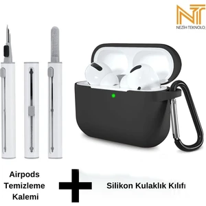Airpods Pro 2. Nesil Uyumlu Yüksek Kalite Liquid Silikon Tıpalı Kılıf ve Elektronik Temizleme Kalemi