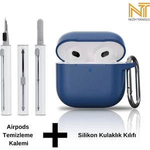 Apple Airpods 4. Nesil Uyumlu Yüksek Kalite Liquid Silikon Tıpalı Kılıf ve Elektronik Temizleme Kalemi