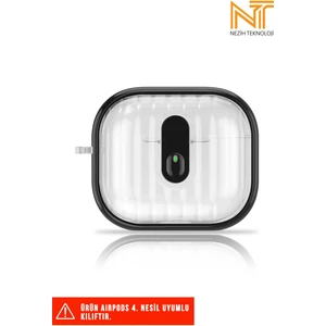 Apple Airpods 4. Nesil Uyumlu Airbagli Kenarları Renkli Şeffaf Dilimli Silikon Kılıf