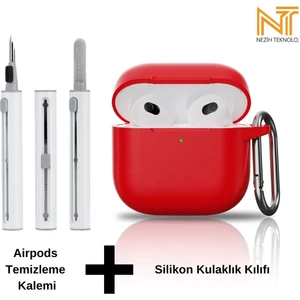 Apple Airpods 4. Nesil Uyumlu Yüksek Kalite Liquid Silikon Tıpalı Kılıf ve Elektronik Temizleme Kalemi