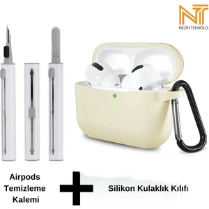 Airpods Pro 2. Nesil Uyumlu Yüksek Kalite Liquid Silikon Tıpalı Kılıf ve Elektronik Temizleme Kalemi