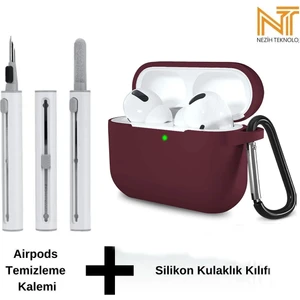 Airpods Pro 2. Nesil Uyumlu Yüksek Kalite Liquid Silikon Tıpalı Kılıf ve Elektronik Temizleme Kalemi