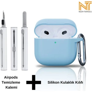 Apple Airpods 4. Nesil Uyumlu Yüksek Kalite Liquid Silikon Tıpalı Kılıf ve Elektronik Temizleme Kalemi