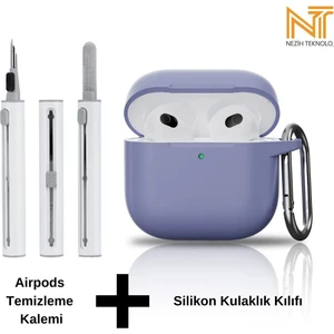Apple Airpods 4. Nesil Uyumlu Yüksek Kalite Liquid Silikon Tıpalı Kılıf ve Elektronik Temizleme Kalemi