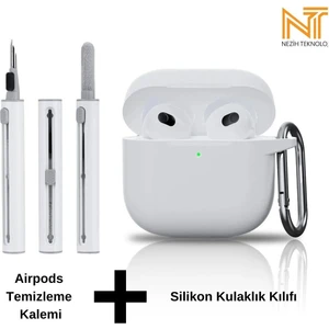 Apple Airpods 4. Nesil Uyumlu Yüksek Kalite Liquid Silikon Tıpalı Kılıf ve Elektronik Temizleme Kalemi