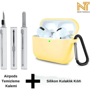 Airpods Pro 2. Nesil Uyumlu Yüksek Kalite Liquid Silikon Tıpalı Kılıf ve Elektronik Temizleme Kalemi