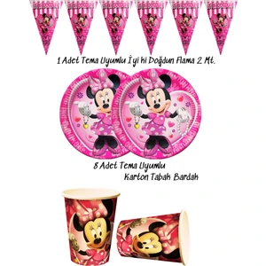 Temalı Tabak , Bardak , Flama Bayrak Doğum Günü Süsleri