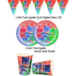 Temalı Tabak , Bardak , Flama Bayrak Doğum Günü Süsleri