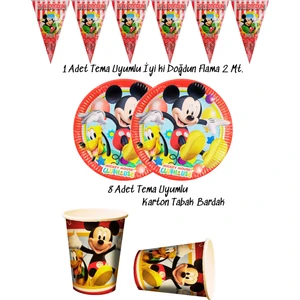 Temalı Tabak , Bardak , Flama Bayrak Doğum Günü Süsleri