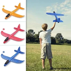 3'lü Set Turuncu,mavi ve Kırmızı Çocuk Köpük Uçak Elle Atılan Eğlenceli ve Dayanıklı Uçan Oyuncak