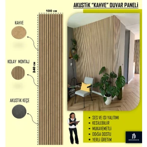 100X240 Kahve Renk 3D Akustik Ahşap Duvar Paneli