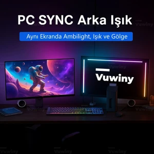 Bilgisayar Monitör Görüntüye Duyarlı Sync Neon Ambilight LED Aydınlatma (32" Inç)