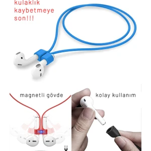 Apple Airpods 1. 2. 3. 4. Nesil / Pro ve Pro 2 Uyumlu Manyetik Askı Aparatlı Kulaklık Silikon Askı Ipi