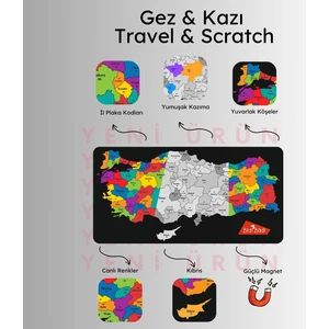 Gez Kazı Magnet Türkiye Haritası - Kolay Kazınabilir Harita - Scratch Map - Tarvel And Scratch