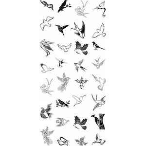 Geçici Vücut Dövmesi Minimal Kuş Deseni Suya Dayanıklı Tasarım