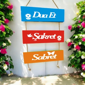 Balkon Bahçe Duvar Ahşap Dekorasyon Süs Sabret Yazısı