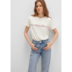 Realite Baskılı Ekru Tişört 1613348-70072