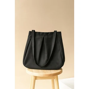 Siyah Çok Amaçlı Premium Oversize Düz Orta Boy Kanvas Kadın El ve Omuz Çantası